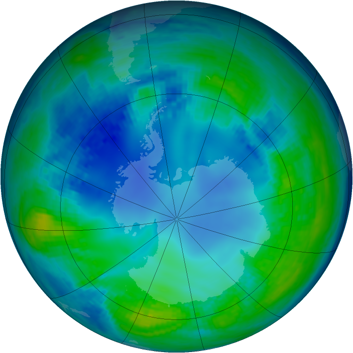 Antarctic ozone map for 13 May 2002